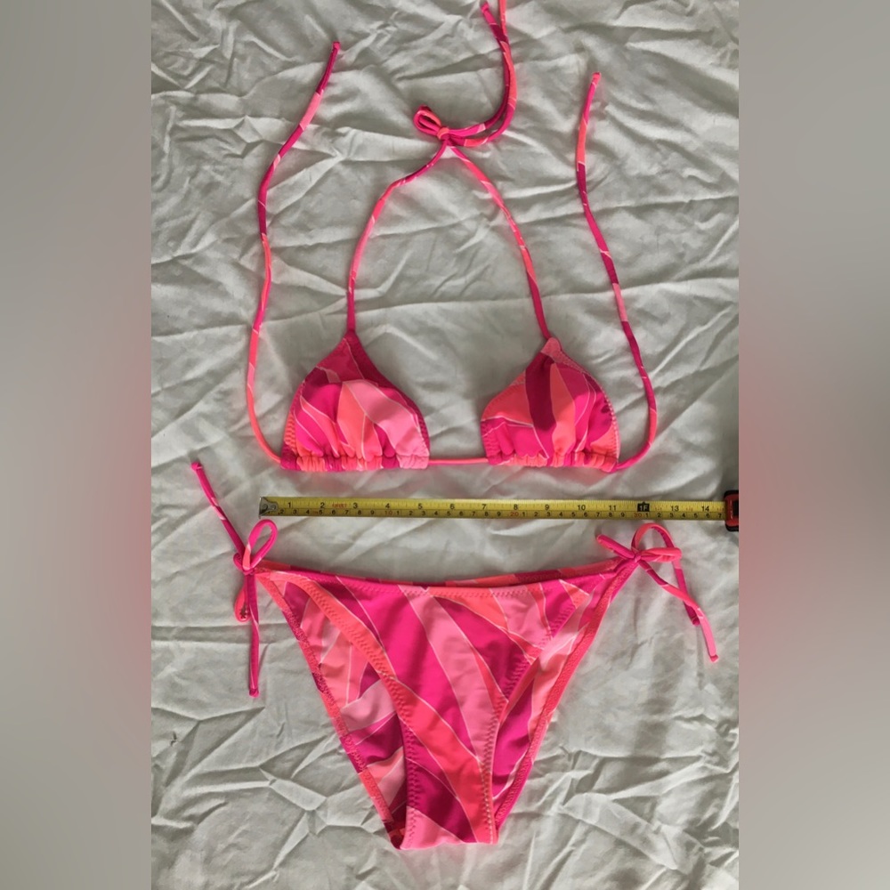 90’s Beautiful Multicolored Pink String Bikini Set - image 3